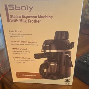 Black Steam Espresso Machine with Milk Frother